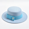 Fedora Hat for Women Elegant Flat Top Bow Jazz Hat Chapeau Femme-Winter Hats-Arimonz-Sky blue02-One Size-Arimonz