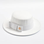 Fedora Hat for Women Elegant Flat Top Bow Jazz Hat Chapeau Femme-Winter Hats-Arimonz-White01-One Size-Arimonz