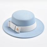 Fedora Hat for Women Elegant Flat Top Bow Jazz Hat Chapeau Femme-Winter Hats-Arimonz-Arimonz