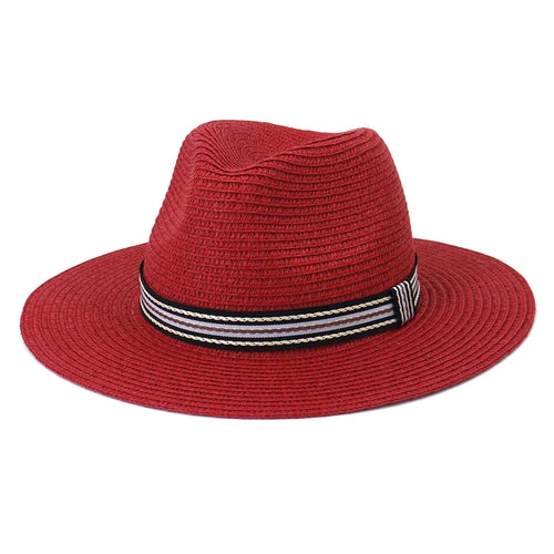 Fedora Panama Summer Sun Hat for Women Beach Straw Hat UV Protection-Summer Hats-Arimonz-Arimonz