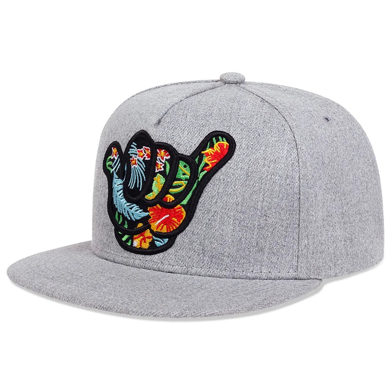 Finger Embroidery Adjustable Casual Baseball Cap Outdoor Snapback Hat-Women's Caps-Arimonz-Grey-Arimonz