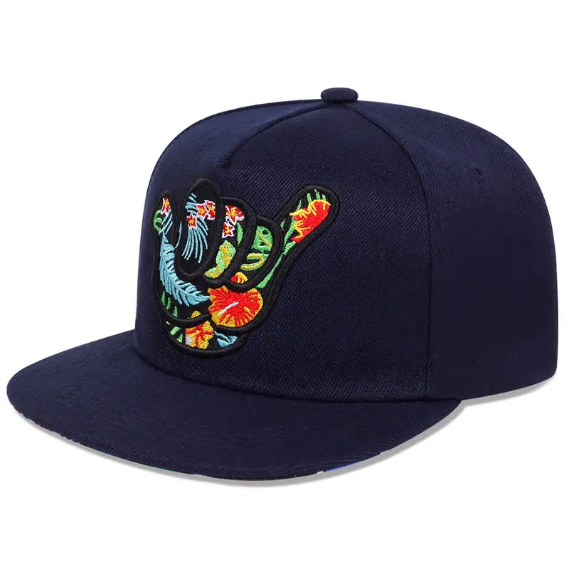 Finger Embroidery Adjustable Casual Baseball Cap Outdoor Snapback Hat-Women's Caps-Arimonz-Navy-Arimonz