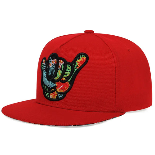 Finger Embroidery Adjustable Casual Baseball Cap Outdoor Snapback Hat-Women's Caps-Arimonz-Red-Arimonz