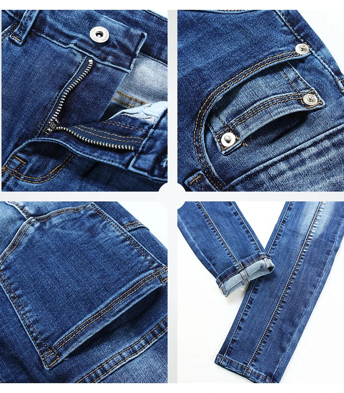 Five Pockets Cropped Jeans Women`s Stretchy Skinny Pants Trouser-Skinny Jeans-Arimonz-Arimonz