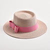 Flat Top Bowknot Sun Hat with Textured Surface Spring Summer Straw Hat-Summer Hats-Arimonz-Arimonz