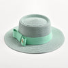 Flat Top Bowknot Sun Hat with Textured Surface Spring Summer Straw Hat-Summer Hats-Arimonz-Arimonz