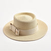 Flat Top Bowknot Sun Hat with Textured Surface Spring Summer Straw Hat-Summer Hats-Arimonz-Arimonz