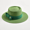 Flat Top Bowknot Sun Hat with Textured Surface Spring Summer Straw Hat-Summer Hats-Arimonz-green-56-58CM/22"-Arimonz