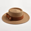 Flat Top Bowknot Sun Hat with Textured Surface Spring Summer Straw Hat-Summer Hats-Arimonz-Khaki-56-58CM/22"-Arimonz