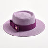 Flat Top Bowknot Sun Hat with Textured Surface Spring Summer Straw Hat-Summer Hats-Arimonz-Light purple01-56-58CM/22"-Arimonz