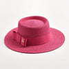 Flat Top Bowknot Sun Hat with Textured Surface Spring Summer Straw Hat-Summer Hats-Arimonz-Rose-56-58CM/22"-Arimonz
