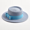 Flat Top Bowknot Sun Hat with Textured Surface Spring Summer Straw Hat-Summer Hats-Arimonz-SKY BLUE-56-58CM/22"-Arimonz