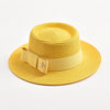 Flat Top Bowknot Sun Hat with Textured Surface Spring Summer Straw Hat-Summer Hats-Arimonz-Yellow-56-58CM/22"-Arimonz