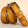 Floral Pattern Rose Genuine Leather Belt Women Pin Buckle Metal Belt-Belts-Arimonz-Arimonz