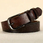 Floral Pattern Rose Genuine Leather Belt Women Pin Buckle Metal Belt-Belts-Arimonz-Coffee-95cm for under26Inch-Arimonz
