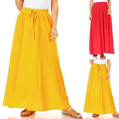 Flowy Long Skirt Casual Lace Up High Waisted A-Line Loose Skirt-Skirts-Arimonz-Arimonz