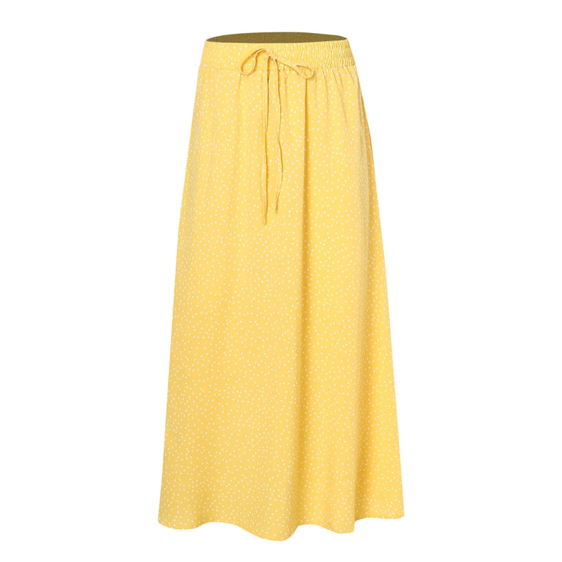 Flowy Long Skirt Casual Lace Up High Waisted A-Line Loose Skirt-Skirts-Arimonz-Arimonz