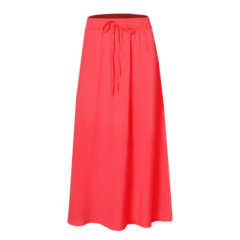 Flowy Long Skirt Casual Lace Up High Waisted A-Line Loose Skirt-Skirts-Arimonz-Arimonz