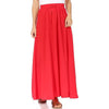Flowy Long Skirt Casual Lace Up High Waisted A-Line Loose Skirt-Skirts-Arimonz-Red-S-Arimonz