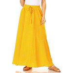 Flowy Long Skirt Casual Lace Up High Waisted A-Line Loose Skirt-Skirts-Arimonz-Yellow-S-Arimonz