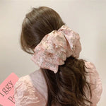 Fluffy Chiffon Mesh Crushed Flower Multi Layer Bow Barrette Hair Clip-Hair Accessories-Arimonz-Arimonz