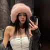 Fluffy Faux Fur Bucket Hats Women Warm Thick Plush Winter Hat-Winter Hats-Arimonz-Arimonz