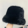 Fluffy Faux Fur Bucket Hats Women Warm Thick Plush Winter Hat-Winter Hats-Arimonz-Black-54-58cm/ 21-22"-Arimonz