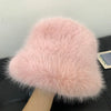 Fluffy Faux Fur Bucket Hats Women Warm Thick Plush Winter Hat-Winter Hats-Arimonz-pink-54-58cm/ 21-22"-Arimonz