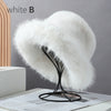 Fluffy Faux Fur Bucket Hats Women Warm Thick Plush Winter Hat-Winter Hats-Arimonz-white B style-54-58cm/ 21-22"-Arimonz