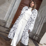 Fluffy Furry Leopard Faux Fur Coats Long Belted Overcoats Fox Fur Coat-Fuzzy Jackets-Arimonz-Arimonz