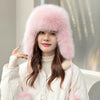 Fox Fur Hats Women Aviator Trapper Snow Caps Earflap Fur Bomber Hat-Winter Hats-Arimonz-Arimonz