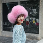 Fox Fur Hats Women Aviator Trapper Snow Caps Earflap Fur Bomber Hat-Winter Hats-Arimonz-pink-One Size-Arimonz