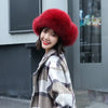Fox Fur Hats Women Aviator Trapper Snow Caps Earflap Fur Bomber Hat-Winter Hats-Arimonz-wine red-One Size-Arimonz