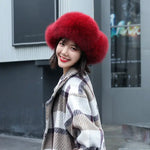 Fox Fur Hats Women Aviator Trapper Snow Caps Earflap Fur Bomber Hat-Winter Hats-Arimonz-wine red-One Size-Arimonz