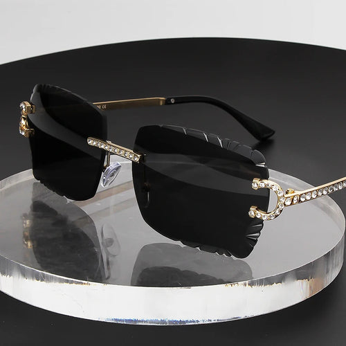 Frameless Fashion Rimless Square Sunglasses Vintage Diamond Design-Sunglasses-Arimonz-Arimonz