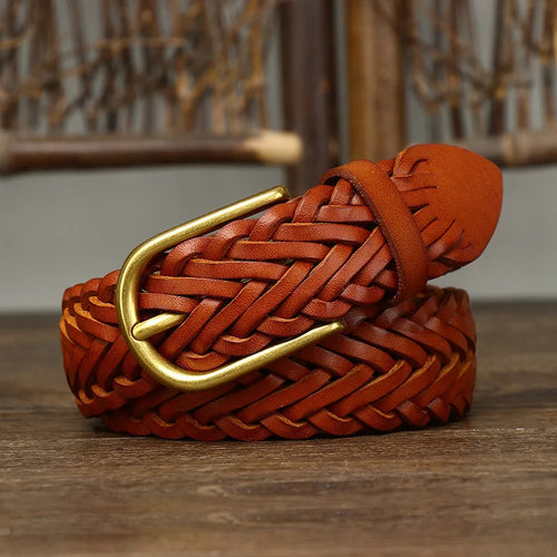 Genuine Leather Belt Breathable Fashion Designer Weaving Unisex Belt-Belts-Arimonz-Arimonz