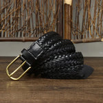 Genuine Leather Belt Breathable Fashion Designer Weaving Unisex Belt-Belts-Arimonz-Black-110cm/43in-Arimonz
