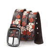 Genuine Leather Belt For Women Casual Belt Designer Girdle Printed Belt-Belts-Arimonz-Skull flower-100cm/39inches-Arimonz