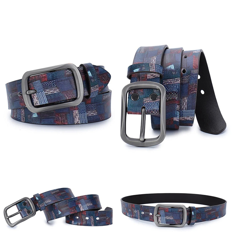 Genuine Leather Belt For Women Casual Belt Designer Girdle Printed Belt-Belts-Arimonz-Splicing-100cm/39inches-Arimonz