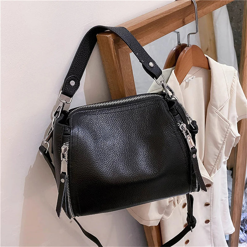 Genuine Leather Handbag Designers Women Messenger Bags Bucket Bag-Handbags-Arimonz-Arimonz