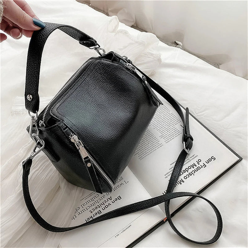 Genuine Leather Handbag Designers Women Messenger Bags Bucket Bag-Handbags-Arimonz-Arimonz