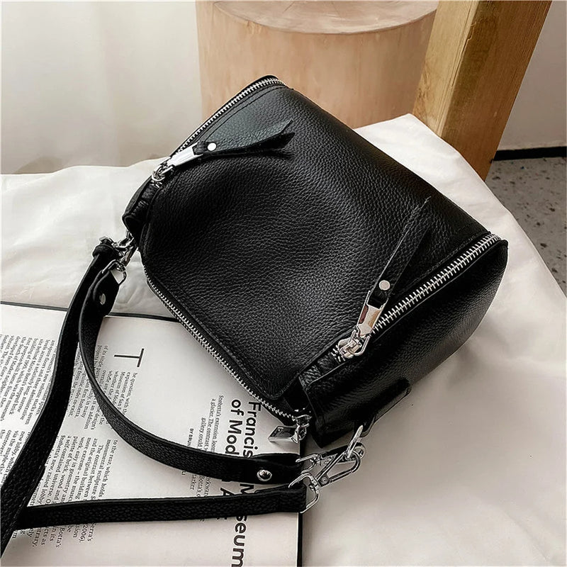 Genuine Leather Handbag Designers Women Messenger Bags Bucket Bag-Handbags-Arimonz-Arimonz