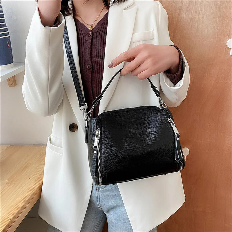 Genuine Leather Handbag Designers Women Messenger Bags Bucket Bag-Handbags-Arimonz-Arimonz