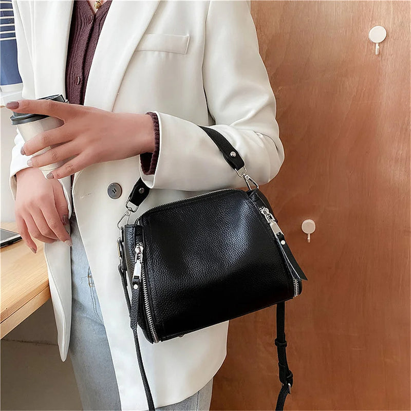 Genuine Leather Handbag Designers Women Messenger Bags Bucket Bag-Handbags-Arimonz-Arimonz