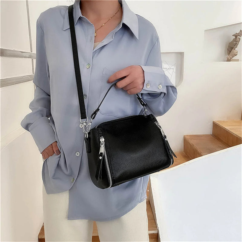 Genuine Leather Handbag Designers Women Messenger Bags Bucket Bag-Handbags-Arimonz-Arimonz