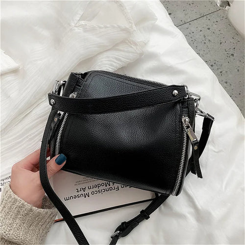 Genuine Leather Handbag Designers Women Messenger Bags Bucket Bag-Handbags-Arimonz-Black-Arimonz