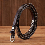 Genuine Leather Rivet Belt Thin Punk Decorative Strap Belt for Jeans-Belts-Arimonz-Arimonz