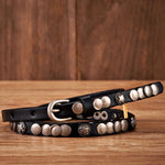 Genuine Leather Rivet Belt Thin Punk Decorative Strap Belt for Jeans-Belts-Arimonz-Arimonz