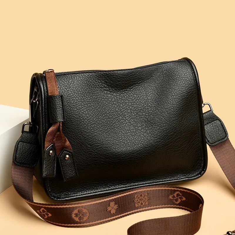 Genuine Leather Women Tote Bag Soft Cowhide Shoulder Crossbody Bag-Handbags-Arimonz-Arimonz