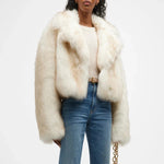 Gradient Cropped Fluffy Fur Jacket Chic Thicken Faux Fox Fur Outerwear-Fuzzy Jackets-Arimonz-Arimonz